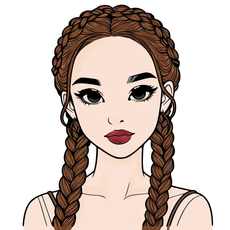 realistic girl with braids