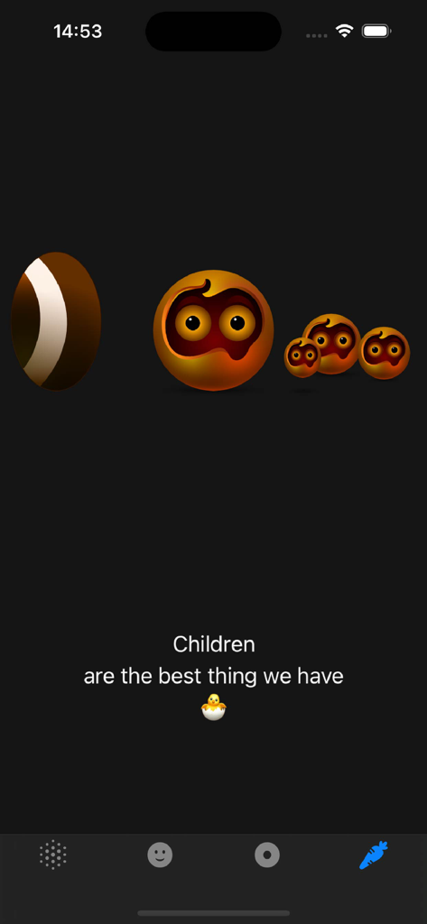 RiveAnim - Stylized spherical characters in the RiveAnim mobile app interface