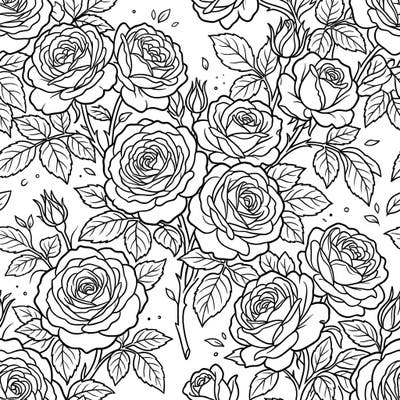 Immerse yourself in the timeless beauty of English roses with this specially designed coloring page. Featuring clear, bold outlines, it offers a relaxing and engaging activity perfect for seniors.