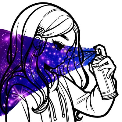 a realistic girl spray painting