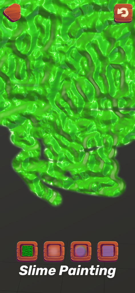 Antistress Relaxing Games,Toys - Green textured slime painting feature in an antistress mobile app