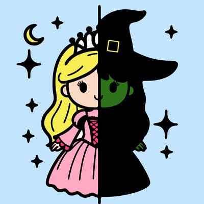 split princess and witch