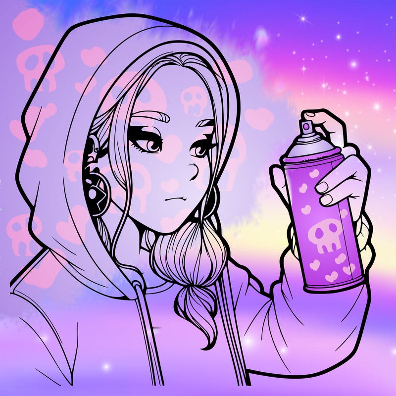 a realistic girl, spray painting