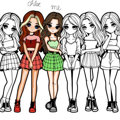 a group of girls realistic