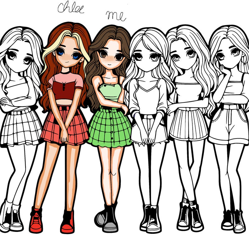 a group of girls realistic