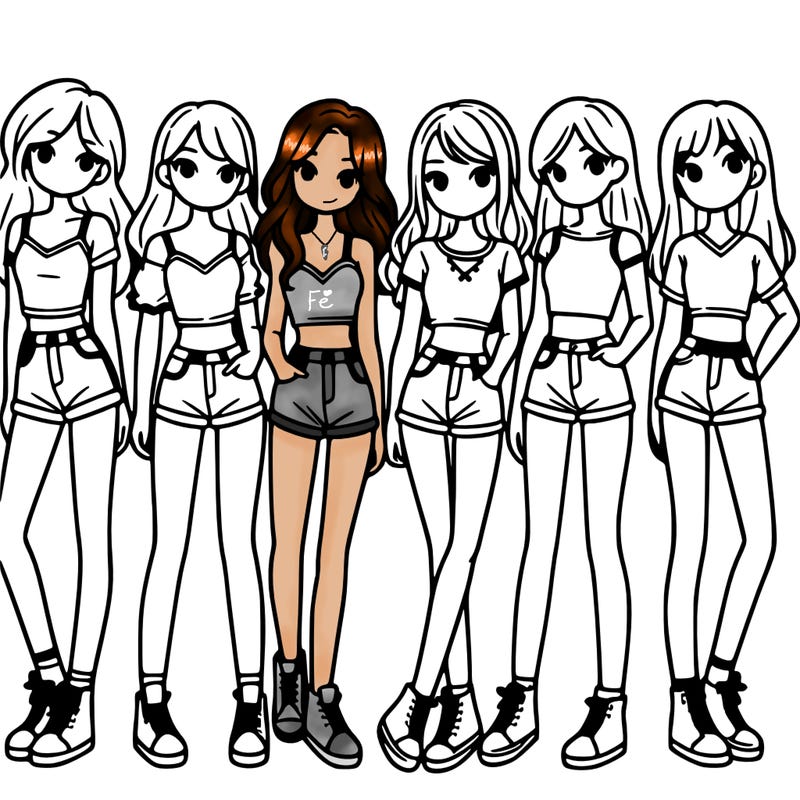 a group of girls wearing crop tops and shorts