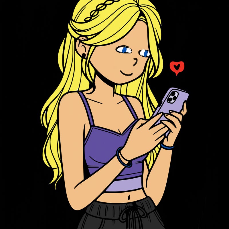 girl with crop top texting on her phone