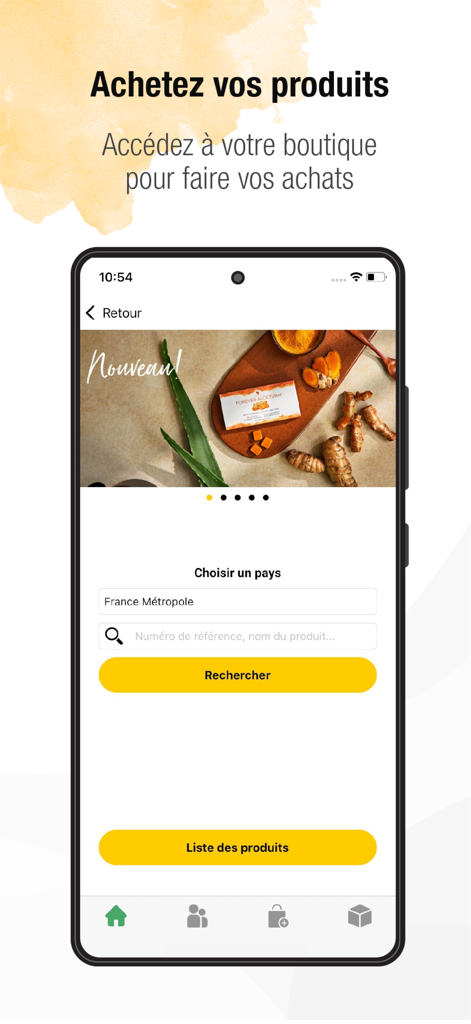 FLPMobil FOREVER - FLPMobil Forever app interface for product searching and shop access.