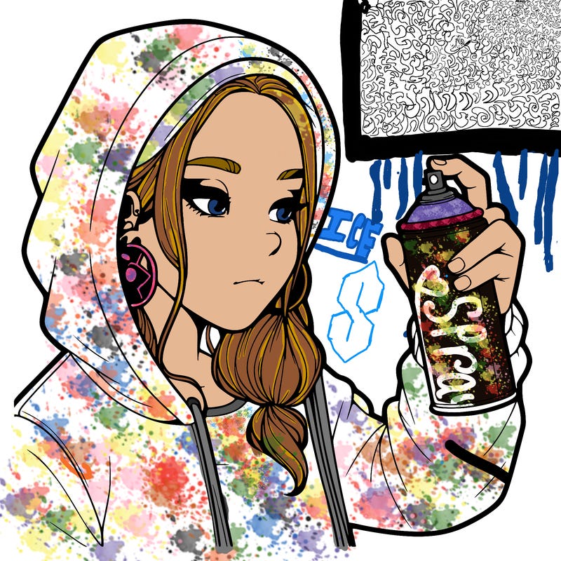 a realistic girl, spray painting