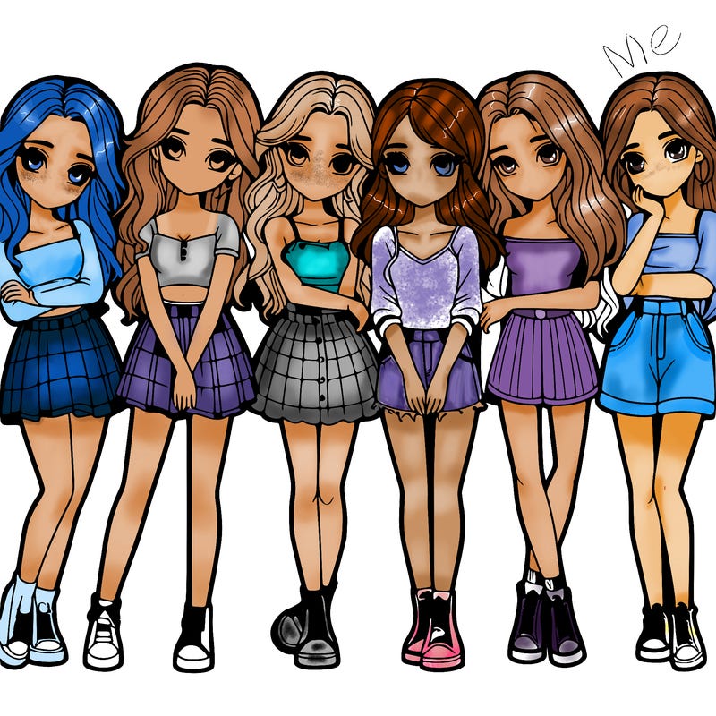 a group of girls realistic