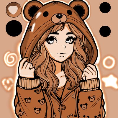realistic girl in a animal pjs hoodie
