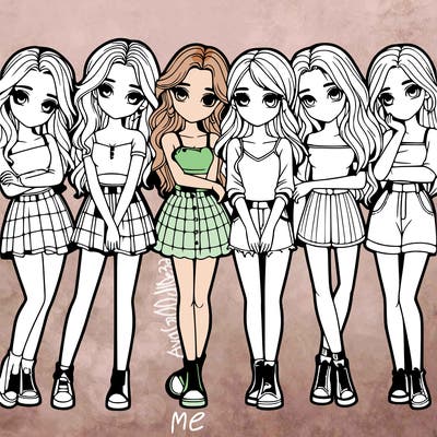 a group of girls realistic