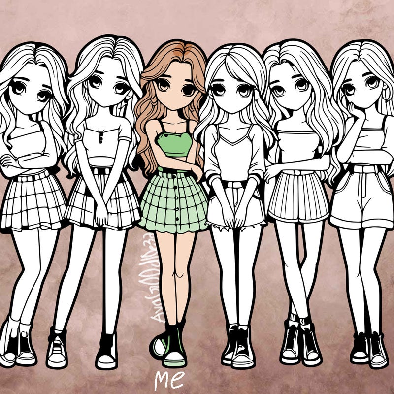 a group of girls realistic