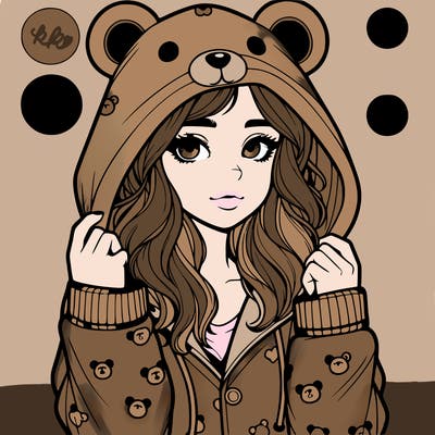 realistic girl in a animal pjs hoodie