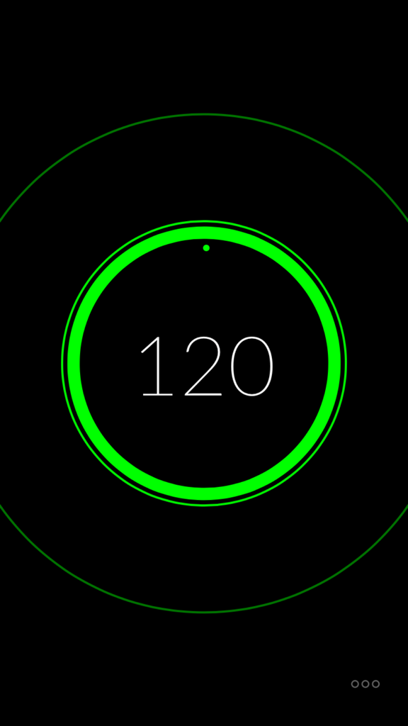Pulse - Metronome & Tap Tempo - Minimalist green circular interface of the Pulse metronome app displaying 120 BPM