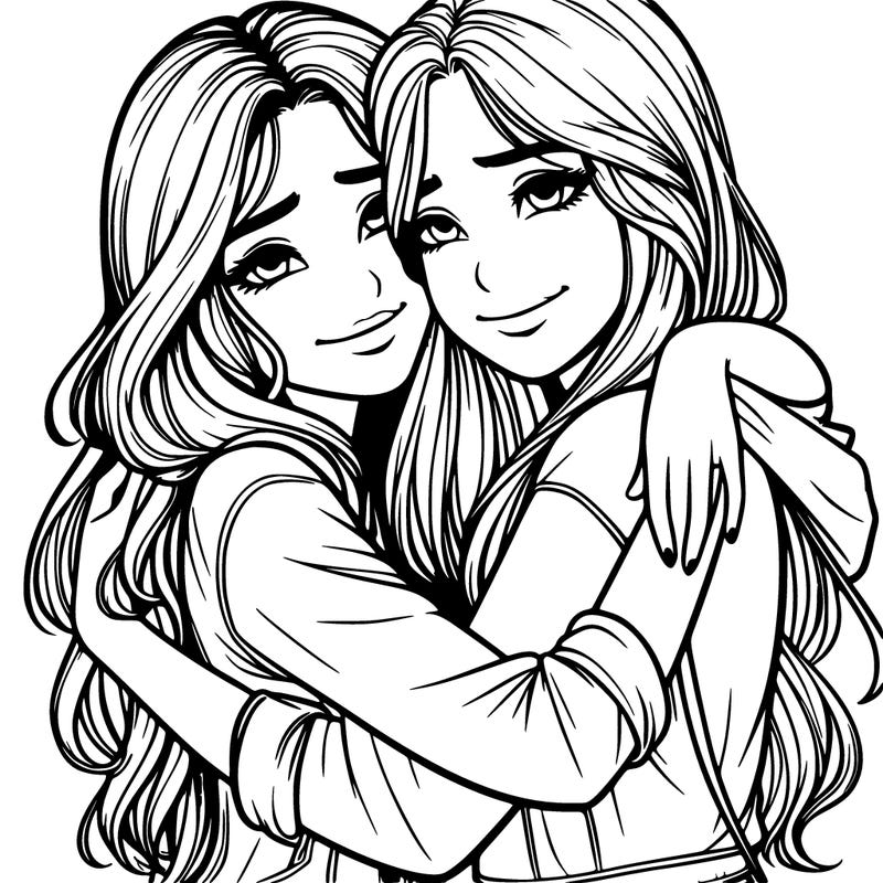 realistic girls hugging