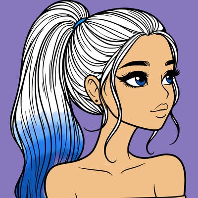 a beautiful and realistic girl with a high pony tail