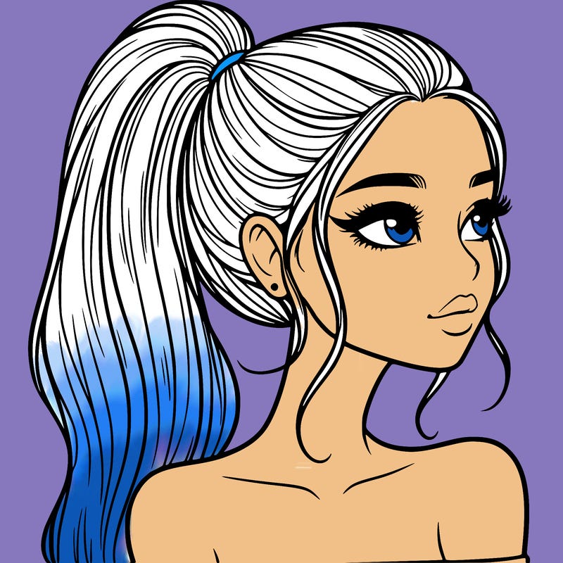 a beautiful and realistic girl with a high pony tail