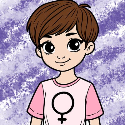 girl with pixie cut and feminist shirt