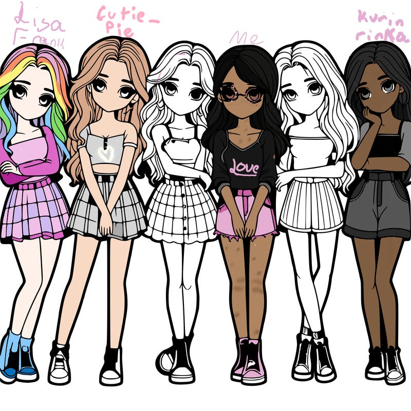 a group of girls realistic