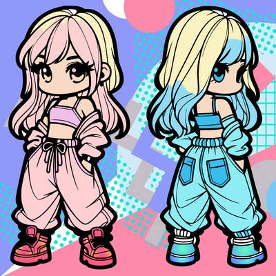 girl in crop top and baggy pants
