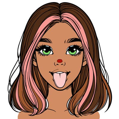 realistic girl with her tongue out