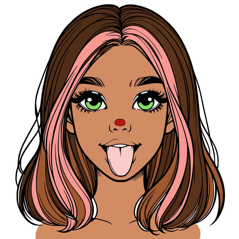 realistic girl with her tongue out
