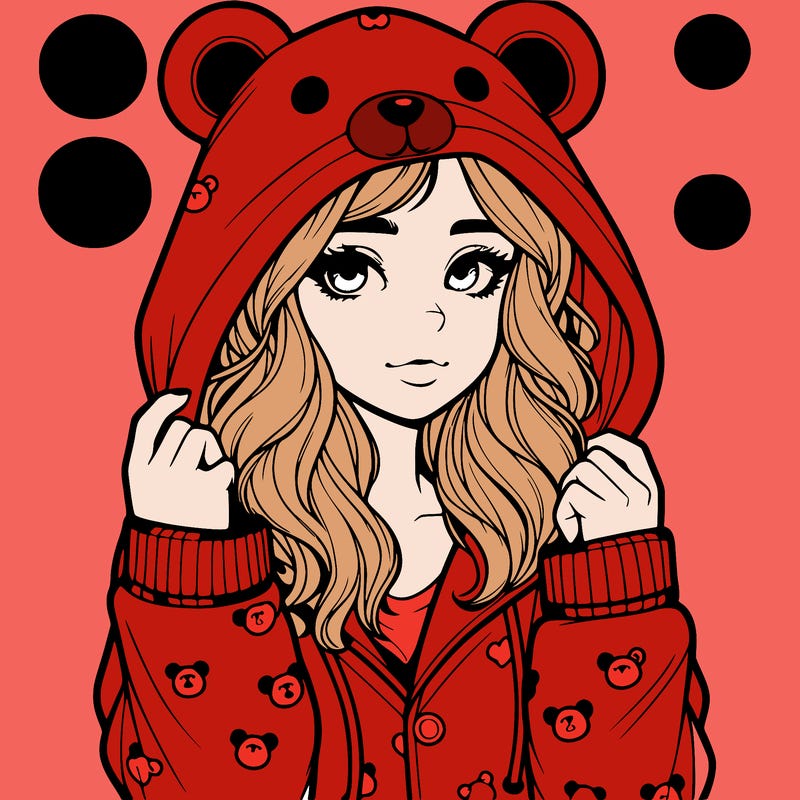 realistic girl in a animal pjs hoodie