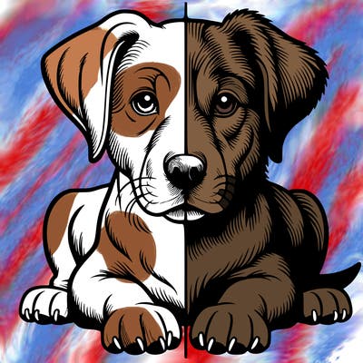 realistic dog split picture