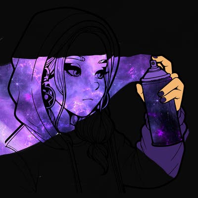 a realistic girl, spray painting