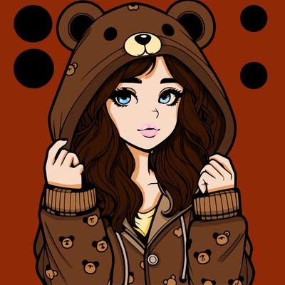realistic girl in a animal pjs hoodie