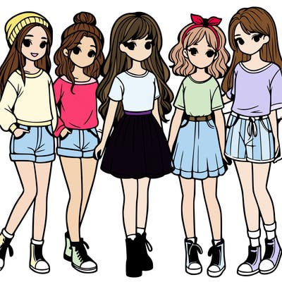 a group of five girls