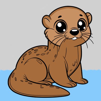otter, big eyes, full body