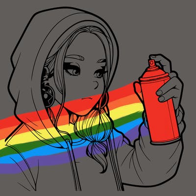 a realistic girl, spray painting