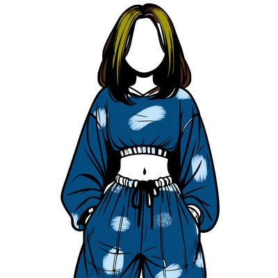 realistic girl faceless with baggy pants and a crop top