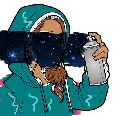 a realistic girl, spray painting