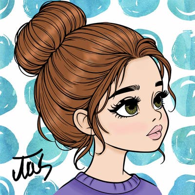 realistic girl with bun