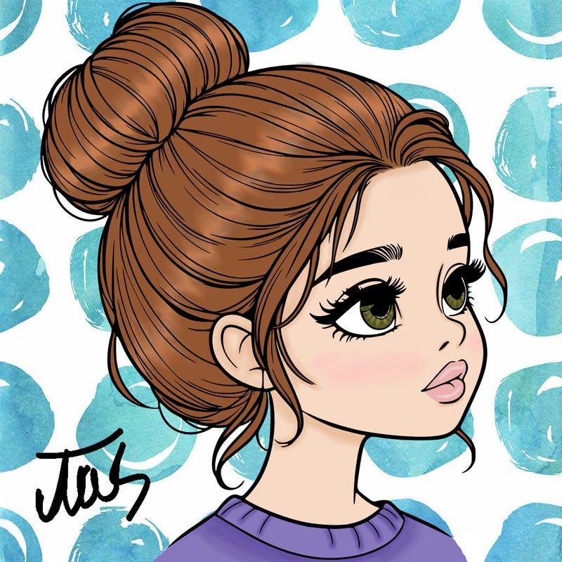 realistic girl with bun