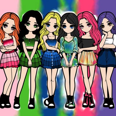 a group of girls realistic