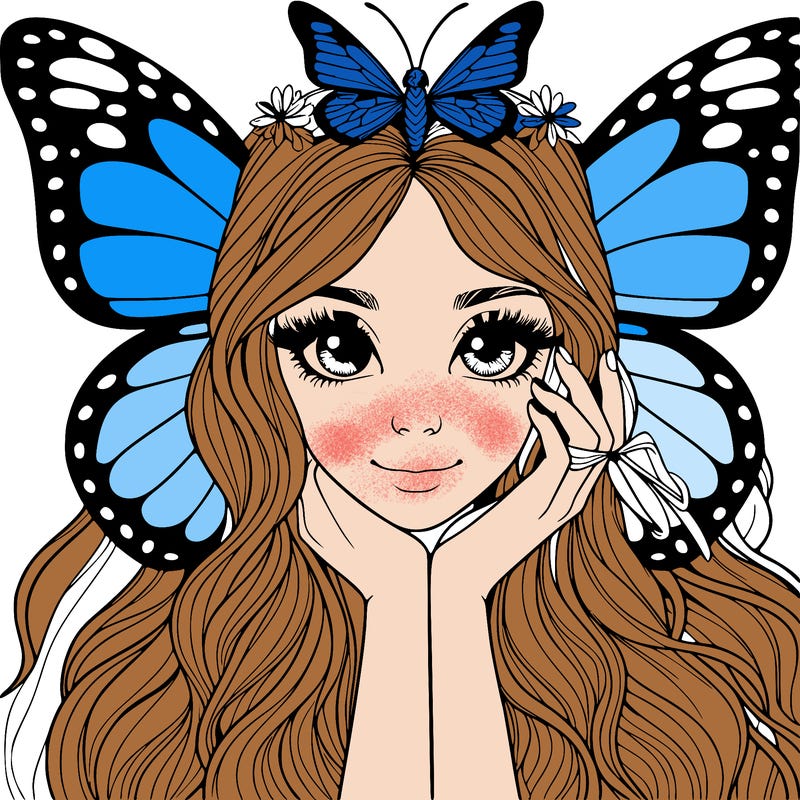 butterfly realistic girl