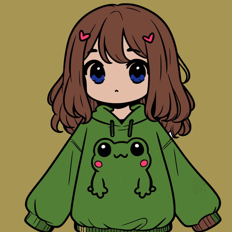 girl wearing frogging sweatshirt