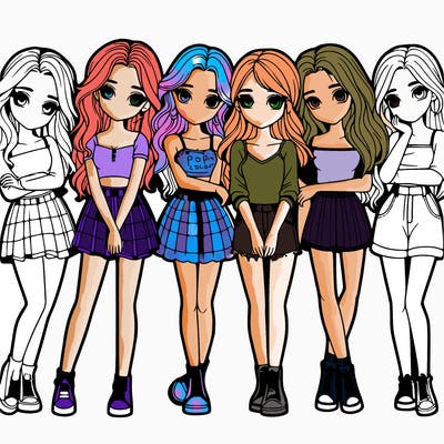 a group of girls realistic