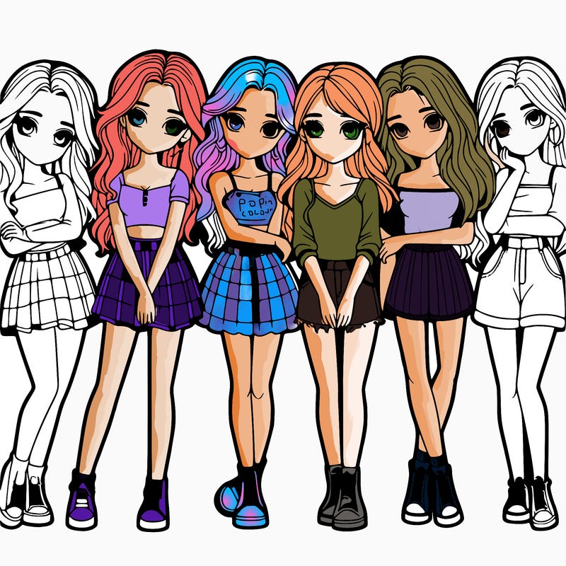 a group of girls realistic