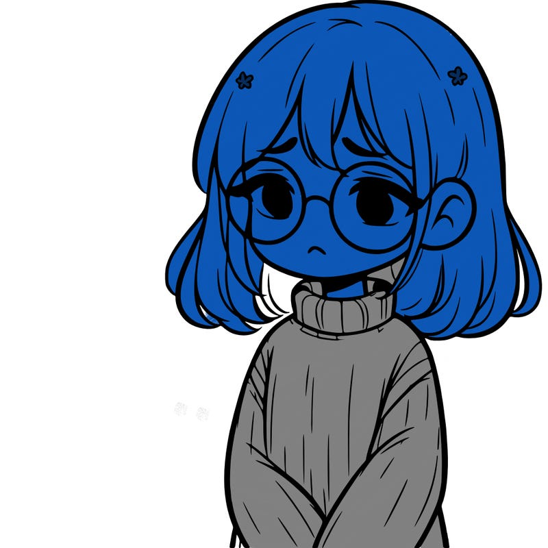 sad girl with glasses in a sweater