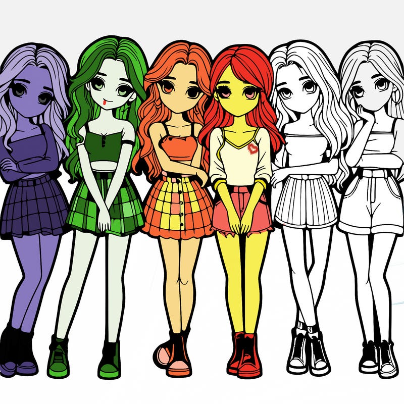 a group of girls realistic