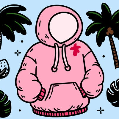 pink palm puff hoodie