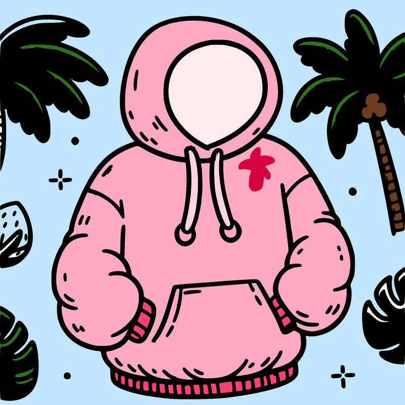 pink palm puff hoodie