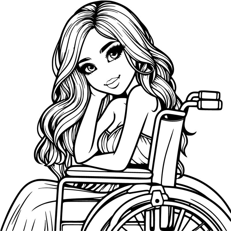 a realistic beautiful girl being in a wheel chair