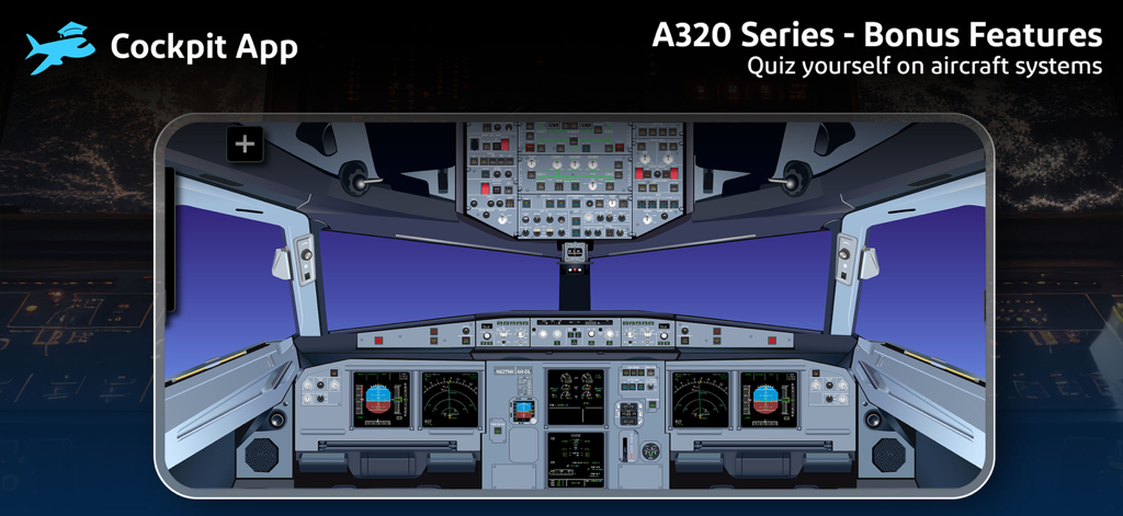 Cockpit App Systems - Interactive A320 aircraft systems quiz on a digital cockpit interface