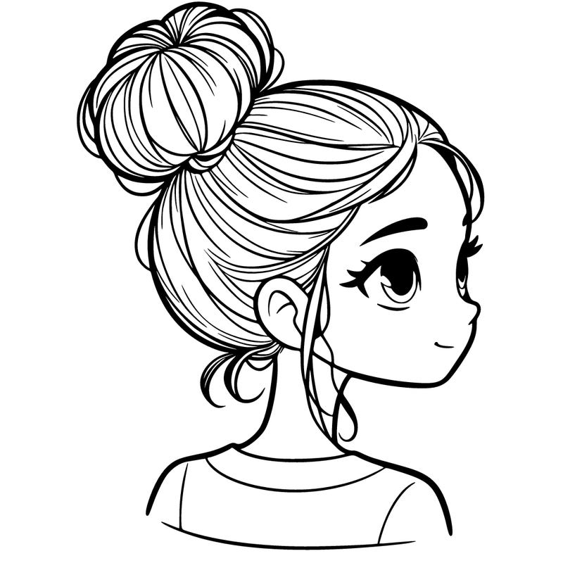 realistic girl in a bun